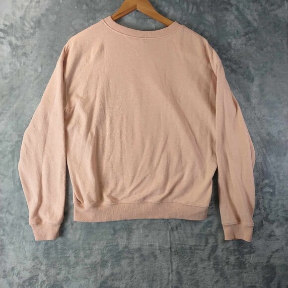 Divided H&M Women M Pink Love Embroidered Slouchy Lagenlook Long‎ Sleeve Sweater - Picture 3 of 9